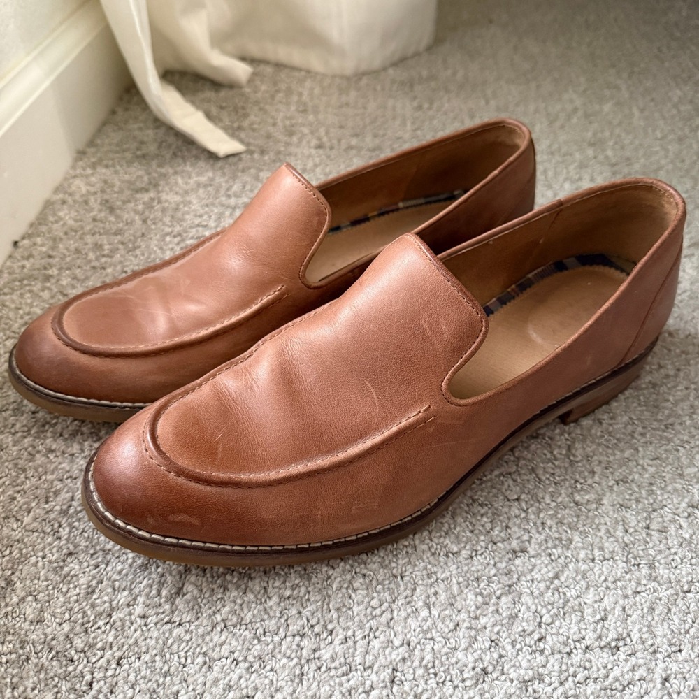 Sperry Womens Seaport Tan Camel Leather Loafers Sz 11 Preppy Classic Minimal